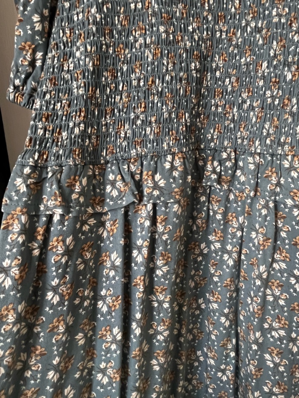 V-Neck Puff Sleeve Tiered Maxi Dress in Dusty Blue - Kate Dress Rylee + Cru - Picture 4 of 5